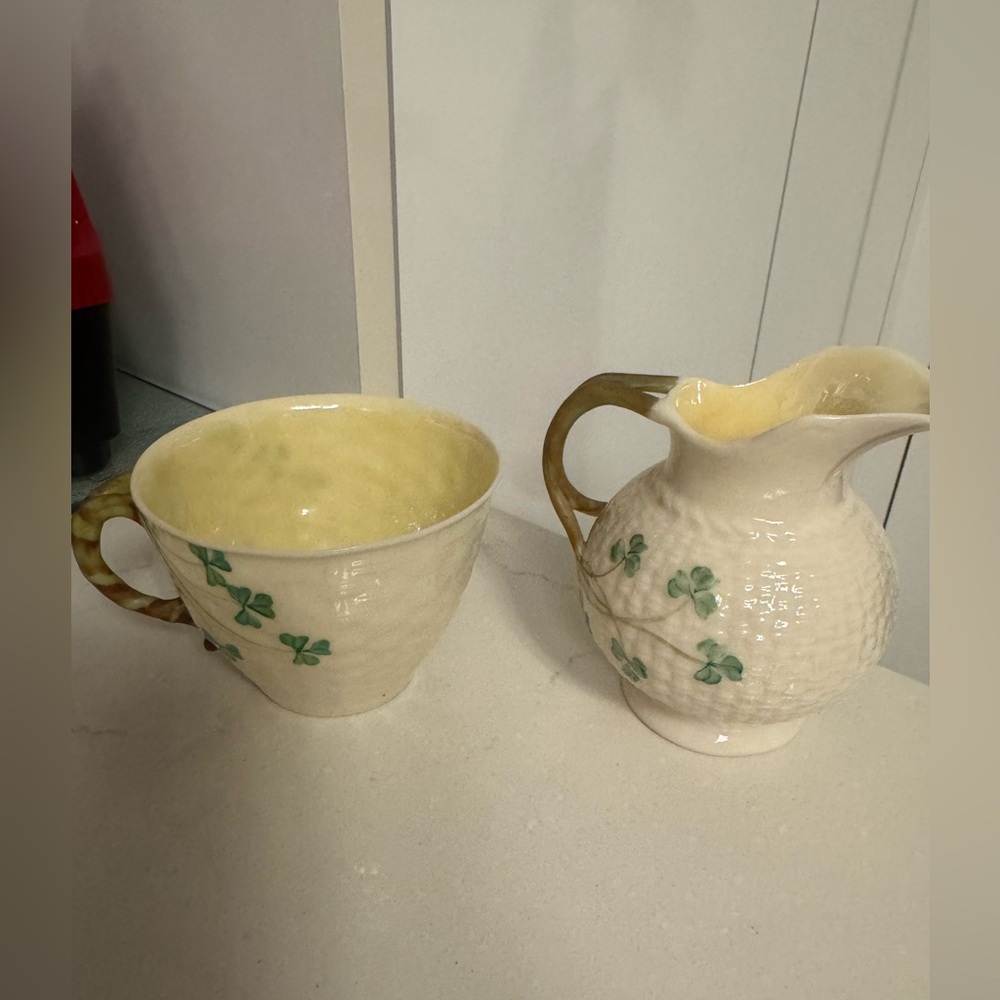 Belleek Ceramic Base with Green Emblem